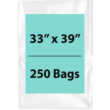 33X39 inches Clear Flat Poly Bags 1Mil Open Top (LDPE)